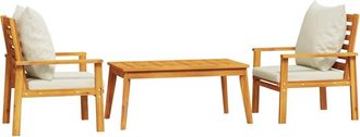 vidaXL Set De Muebles Para Jard&iacute;n 3 Piezas Con Cojines Madera Acacia Vidaxl