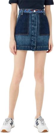 Tommy Hilfiger Korte spijkerrok met Azteekse tailleband - Dames - Spijkerrokken - Blauw - 2XS - Katoen - Rokken