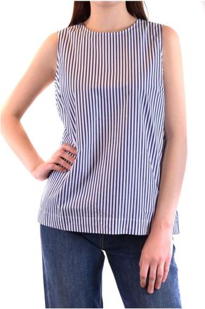 P.A.R.O.S.H. P.a.r.o.s.h., Tops, Dames, Blauw, M, Katoen, Gestreepte Mouwloze Tanktop Blauw