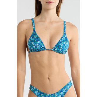 PacSun Rae Shine Triangle Bikini Top in Blue Multi at Nordstrom, Size X-Small