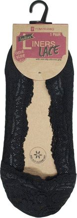 Tom Franks 1 Pair Ladies Girls Lace Shoe Liners Footsies Non-Slip Sock Sole Black UK 4-7