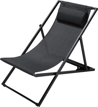 Maisons du monde Silla plegable de metal y tela plastificada gris antracita