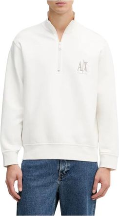 A|X Armani Exchange Half-Zip Bonded Stretch Sweatshirt - Heren - Vesten met rits - Wit - XS - Katoen - Hoodies & sweatvesten
