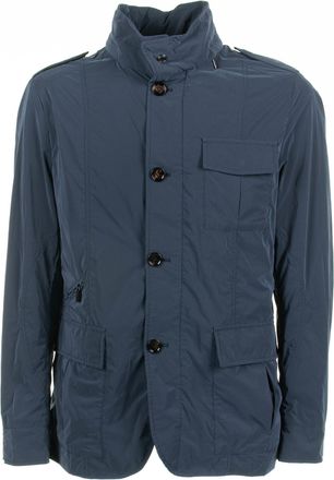 Moorer Mens Spring Jacket With Pockets And Buttons - Dark Grey Cotton - Size EU 48 (Mens)