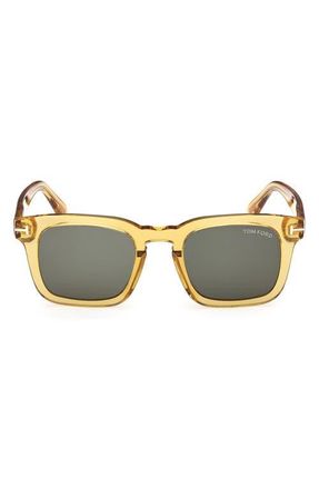 Tom Ford Dax 50mm Square Sunglasses in Shiny Yellow /Green at Nordstrom