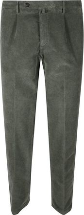 BRIGLIA 1949 Tailored Fit Straight Leg Trousers In Soft Velvet Green