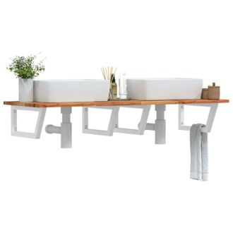 vidaXL Estante De Lavabo De Pared Acero Y Madera Maciza De Acacia Vidaxl