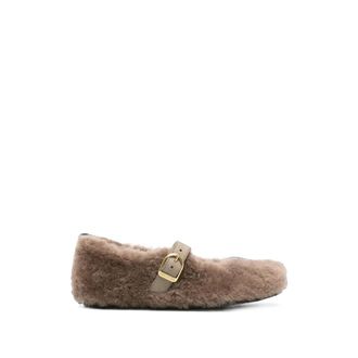 Birkenstock Santa Clarita Shearling-trim Buckle-strap Ballet Flats