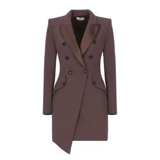 Elisabetta Franchi Short Dresses, female, Brown, Size: XL Crepe Dress