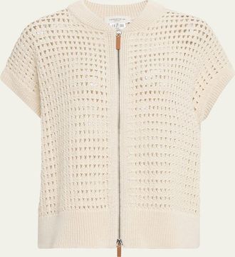 Lafayette 148 New York Open-Knit Cotton Sweater Vest