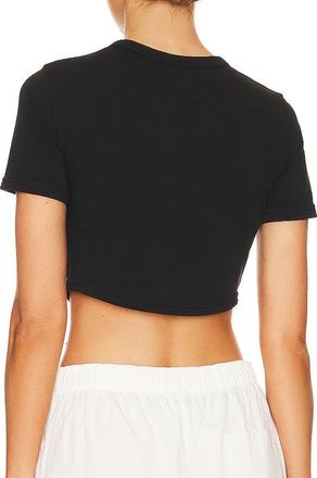 A.L.C. A. L.C. Women Wren Tee Black Short Sleeve Crew Neck Cotton Cropped Top