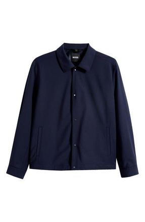 BOSS Carper Virgin Wool Blend Shirt Jacket in Dark Blue at Nordstrom, Size 42 Regular