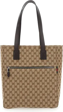 Gucci GG Canvas Medium Tote Bag - Heren - Tassen - Beige - Maat: ONE Size Leer