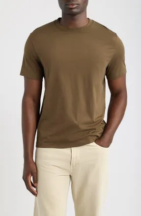 Frame Denim Short Sleeve Light Cotton Tee in Deep Olive at Nordstrom, Size X-Large