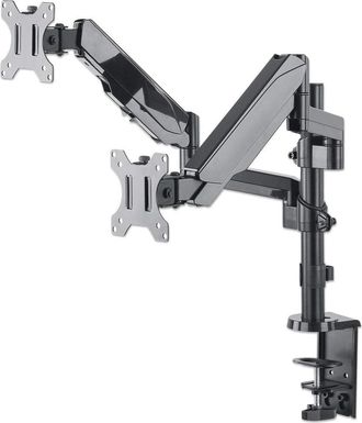 Manhattan 461597 Soporte De Escritorio Doble Monitor 17 - 32 Con Muelle A Gas Negro