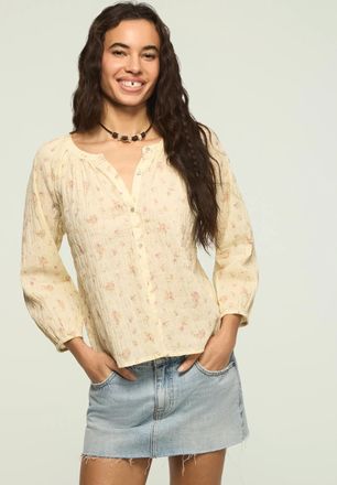 Lucky Brand Womens Long Sleeve Button Blouse