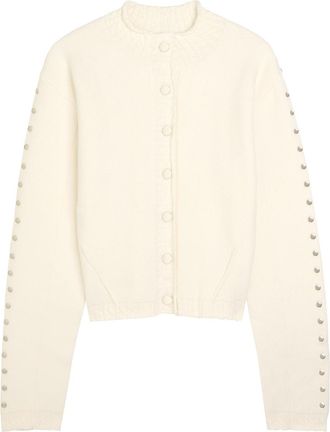 Never Fully Dressed Stud-embellished Knit Cardigan - Ecru - Xxl (UK18 / Xxl)