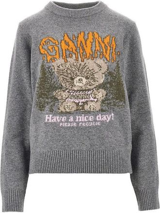 Ganni Forest Teddy wool-blend sweater Woman XS