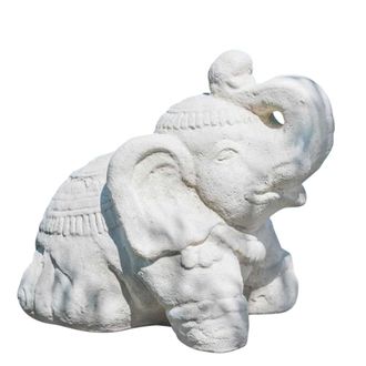 Wanda Collection Estatua elefante sentado 40 cm blanco crema
