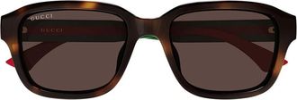 Gucci New Pop Web Zonnebril - Heren - Zonnebrillen - Bruin - 55 MM - Nylon - Accessoires