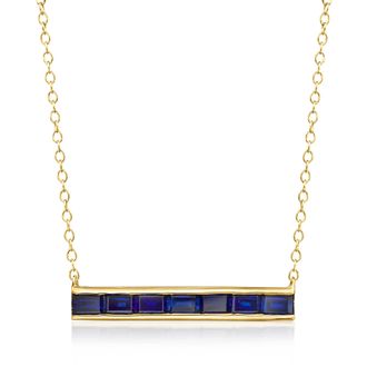 RS Pure by Ross-Simons Lab-Grown Sapphire Bar Necklace in 18kt Gold Vermeil
