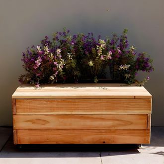 PRIMROSE Smarter Storage Bench Outdoor Garden Furniture Seat with 38L Planter in Brown