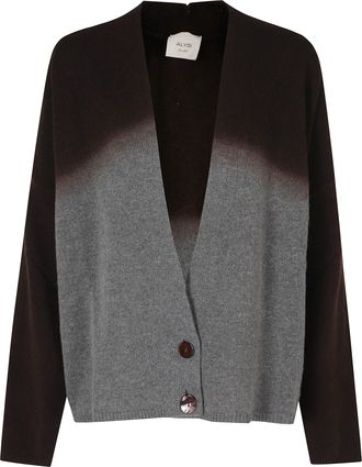 Alysi Gray-Brown Fancy Knit Sfumatures Ombre Wool Cardigan