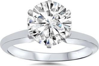 Pompeii3 1ct Solitaire Moissanite Engagement Ring Round Brilliant 14k White Gold