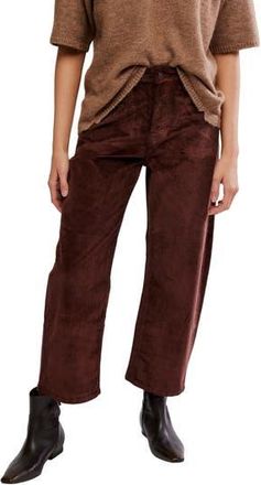 Free People Deep Trance Corduroy Wide Leg Ankle Pants in Shaved Chocolate at Nordstrom Rack, Size 33