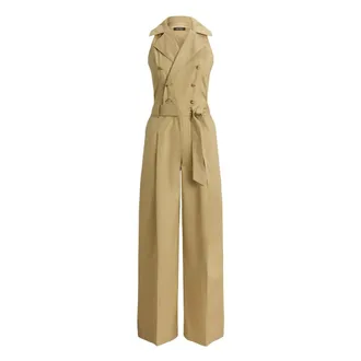 Ralph Lauren Jumpsuits, female, Beige, Size: 3XS Sleeveless Jumpsuit