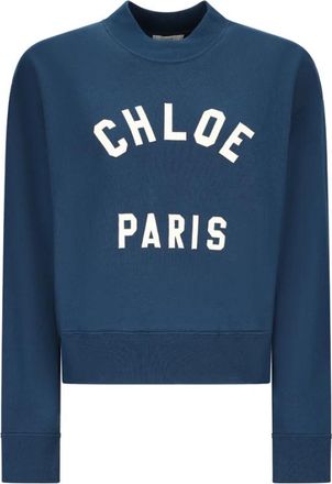 Chlo&eacute; Crewneck Logo Sweatshirt - Dames - Sweatshirts - Blauw - L - Katoen - Hoodies & sweatvesten