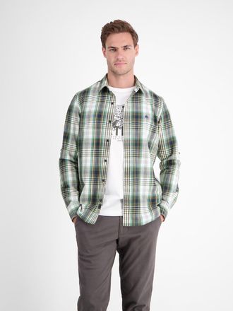 Lerros Langarmhemd LERROS LERROS Karohemd f&uuml;r Herren, Herren, Gr. XXL, Normal- und Kurzgr&ouml;ssen, nordic olive, 100% Baumwolle, Hemden Langarmhemd