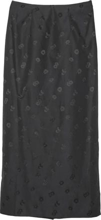 Cecilie Bahnsen Umina Midi Rok - Dames - Midirokken - Zwart - 2XS - Katoen - Rokken
