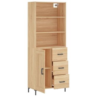 vidaXL Aparador Alto Madera Contrachapada Color Roble 69,5x34x180 Cm Vidaxl