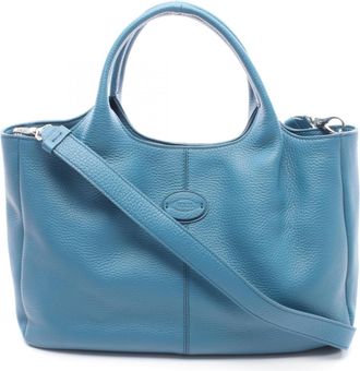 Tod's Blue Leather Handbag Shopping Bag Tote Bag (Pre-Owned)