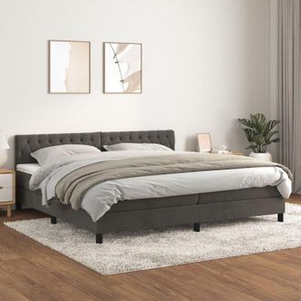 vidaXL Vidaxl - Cama Box Spring Con Colch&oacute;n Terciopelo Gris Oscuro 200x200 Cm