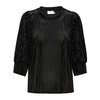 Kaffe Blusa negra profunda con mangas abullonadas - Blouses & Shirts - Mujer - Negro - 2XL