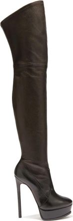 Casadei Over-the-Knee Laarzen - Dames - Over de knie laarzen - Zwart - 40 EU - Leer - Schoenen