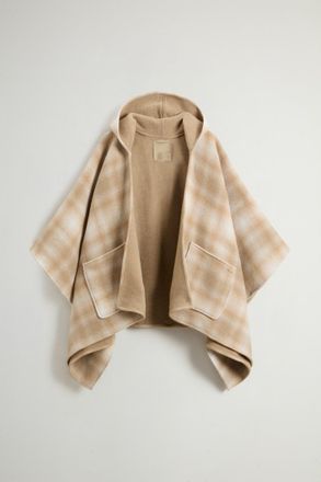 Woolrich donna Mantella con cappuccio in misto lana Beige Taglia ONE