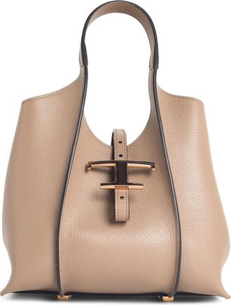 Tod's Tods T Tijdloze mini-boodschappentas in beige leer