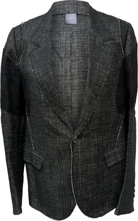 Lanvin Lanvin single-breasted blazer met geweven accenten in zwart linnen