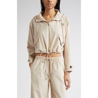 L'agence Bronwyn Water Repellent Crop Anorak in Cement at Nordstrom, Size X-Large