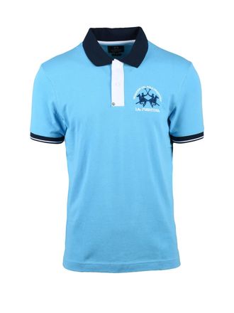 La Martina Light Blue Stretch Cotton Polo Shirt