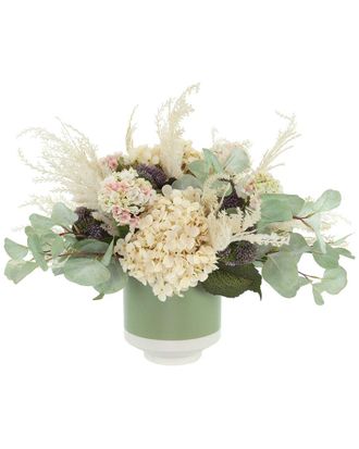 Creative Displays Inc. Hydrangea & Sedum Arranged In Ceramic Pot With Eucalyptus