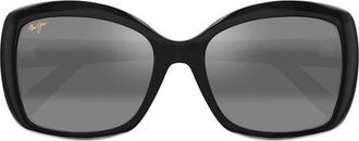 Maui Jim Orchid 57mm PolarizedPlus2 Square Sunglasses in Black at Nordstrom