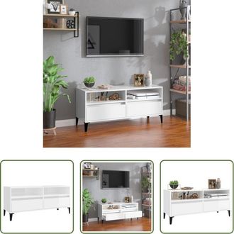 vidaXL Mobile TV in legno - Mobile Porta TV Bianco Lucido 100x34,5x44,5cm Legno Multistrato