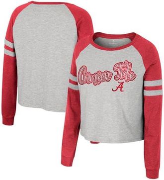 Colosseum Womens Colosseum Heather Gray Alabama Crimson Tide Im Gliding Here Raglan Long Sleeve Cropped T-Shirt at Nordstrom, Size Xx-Large