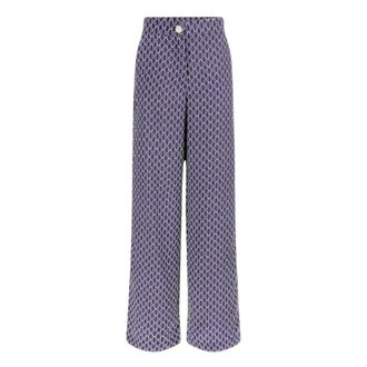 Guess Logo Print Trousers - female - Guess - Wide Trousers - Blue - XS - Trousers