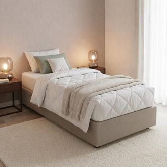 Dmora Cama Individual Caterina, Cama Contenedor Con Revestimiento De Tela, 100% Made In Italy, Apertura Frontal, Adecuado Para Colch&oacute;n Cm 80x200, T&oacute;rtola, C