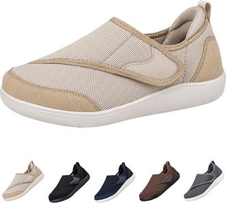 Generic Extra Wide Shoes for Men Lightweight Breathable Mesh Orthopaedic Shoes with Adjustable Walking Shoes for Swollen Feet Non Slip Casual Comfortable Snea